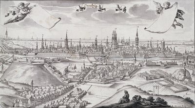 Panorama Gdaňsku (inkoust a černý inkoust na papíře) od Frederich Wener